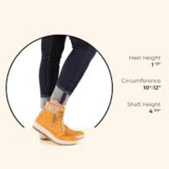 Spring Step Hiking Booties Size 7 Mustard Color Lace up Sweater top - Picture 4 of 11